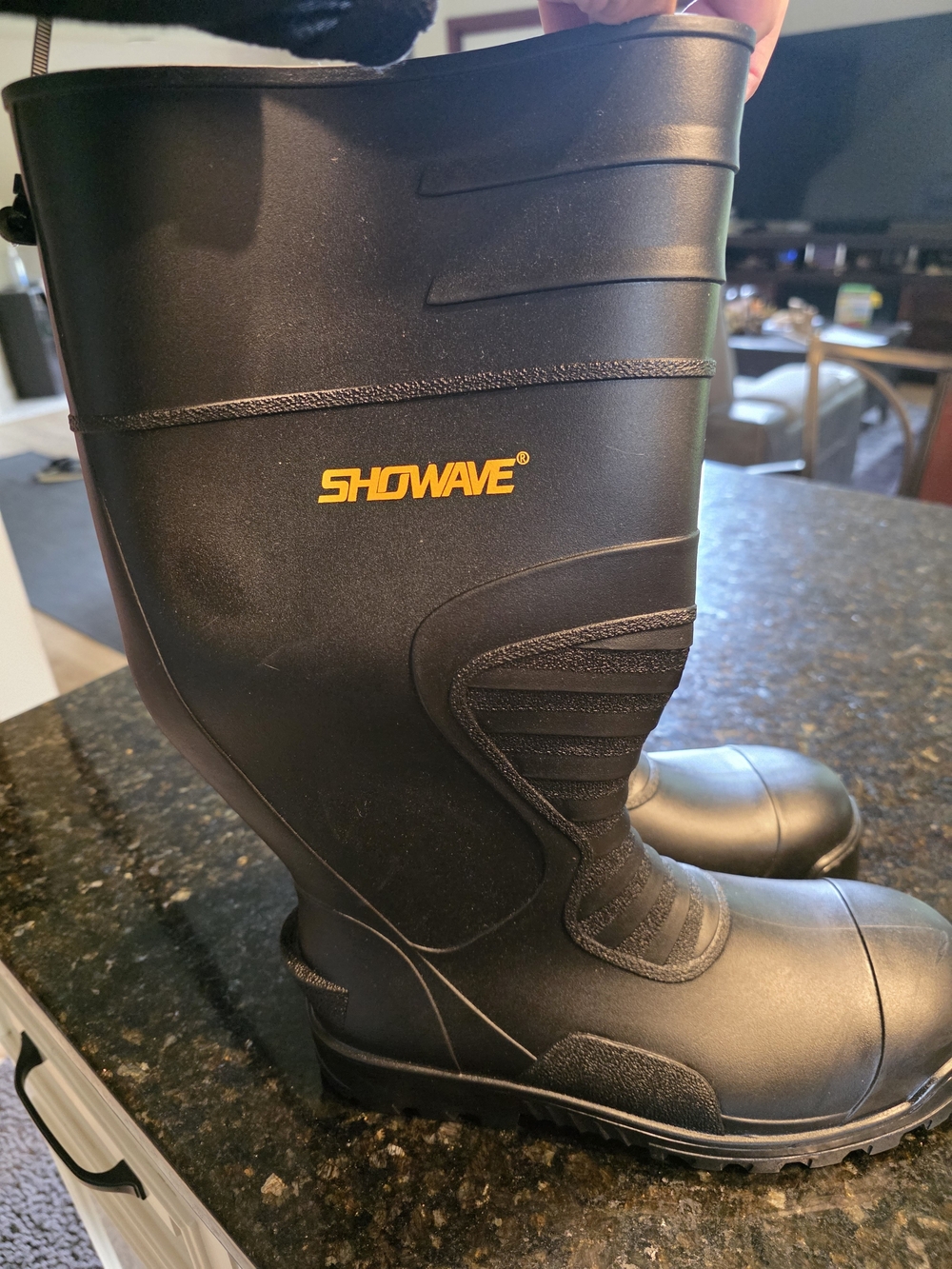 Showave Men's Black Waterproof Rubber Work Boots